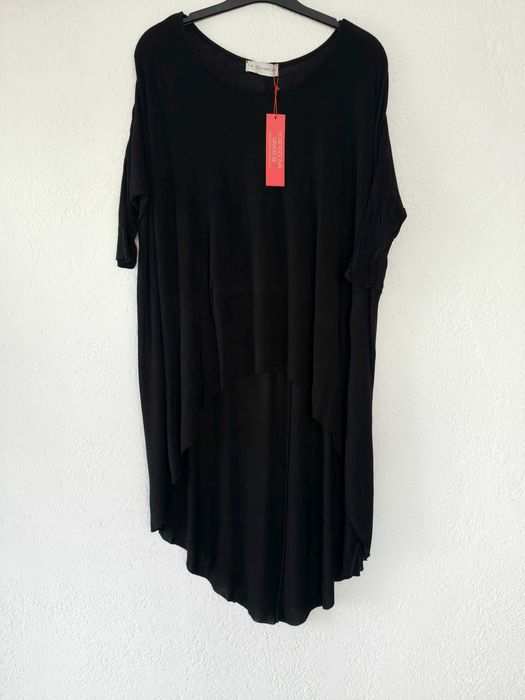 Tunika damska, asymetryczna, luźna, 3/4 rękaw, L/XL