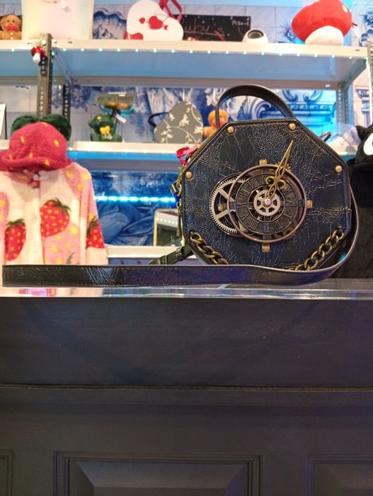 Bolsa estilo steampunk relógio e roldanas