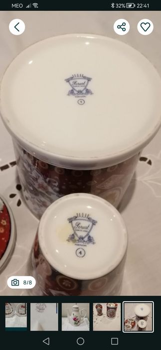 Pote e jarra em porcelana Porart+Travesas  e pratos
