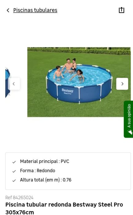Piscina como Nova. Ainda em caixa fechada. Ofereço placas (protetoras de chão para a piscina, sendo o valor de cada pack de 15€). Conforme fotografia.