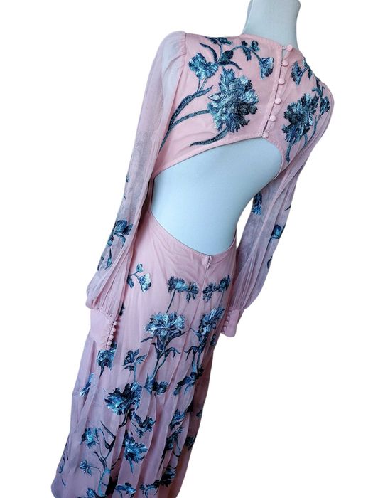 Sukienka dluga rozowa bez plecow xs s Asos studniowka sylwester