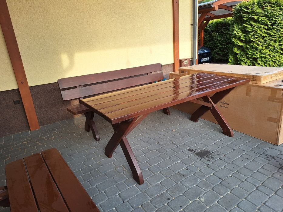 Zestaw ogrodowy stol 2 lawki
