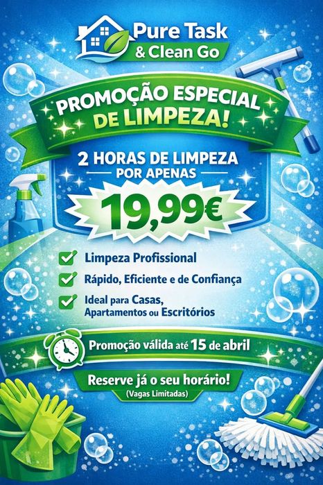 Promoção de limpeza 2h  por 19,99€