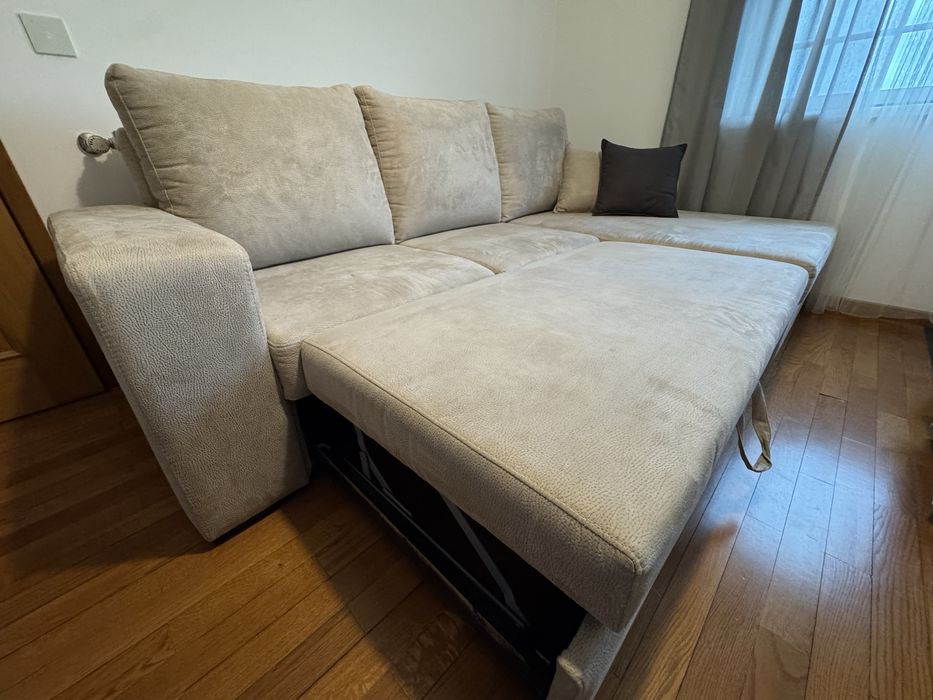 Sofá Cama Chaise Longue Creme