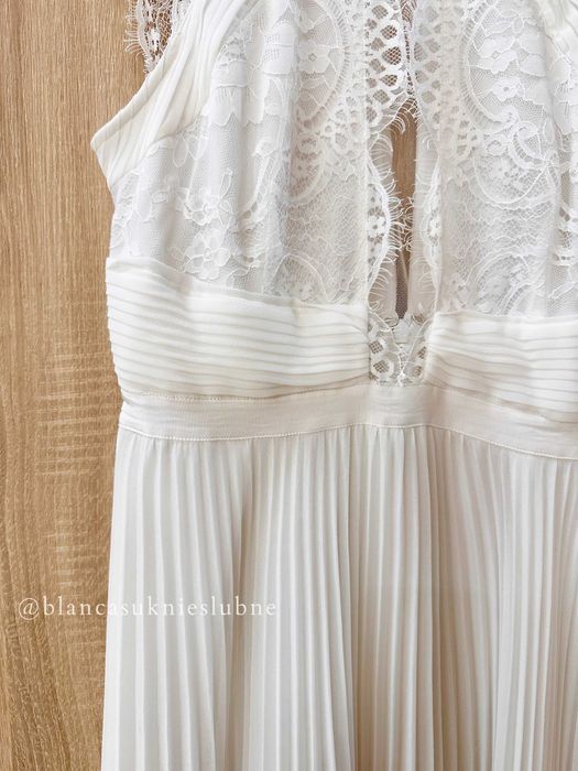 Suknia ślubna LF 1011 plisowana plisy koronkowa prosta POPRAWKI GRATIS