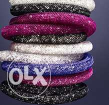 Pulseira tubo de nylon com swarovskis Artigo NOVO