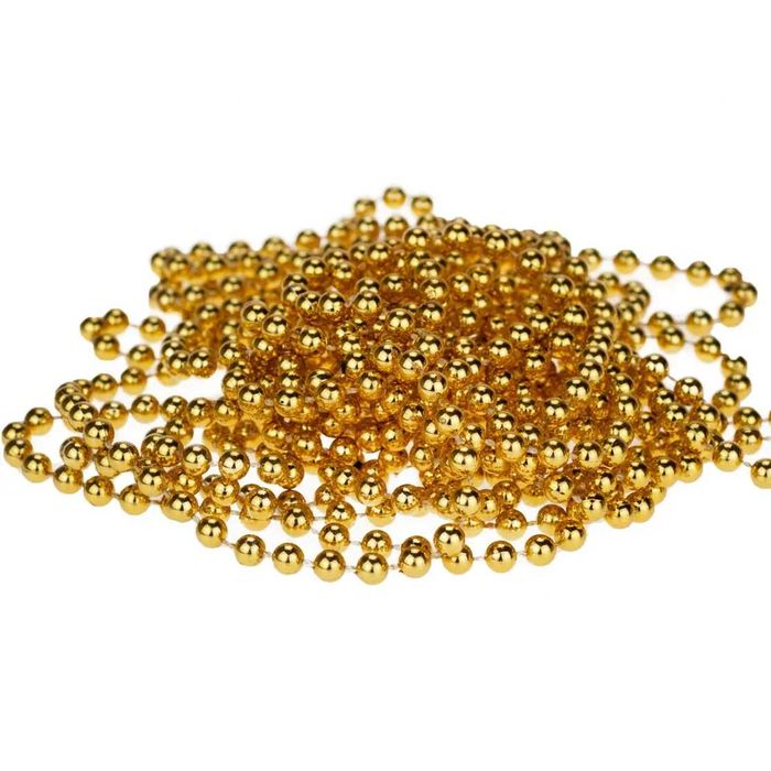 Łańcuch na choinkę złoty stroik koraliki girlanda koralikowa szpula 5m