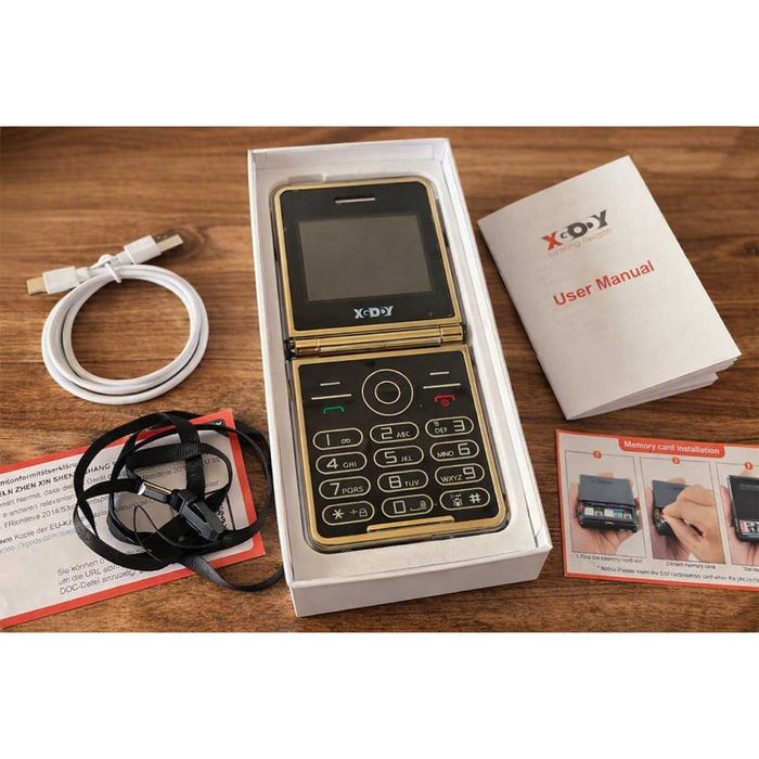 Telemóvel XGODY S200 - Dourado, Dual SIM + Capa (Ideal para Crianças ou Idosos), Novo - Envio Gratuito