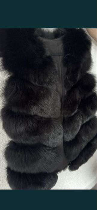 Kamizelka futro lis naturalne czarne M