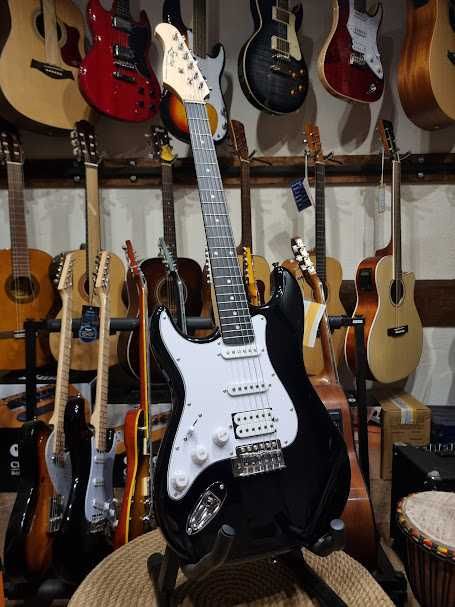 Ever Play ST-2 LH leworęczna gitara elektryczna ST2 SSH BK/WH lefthand