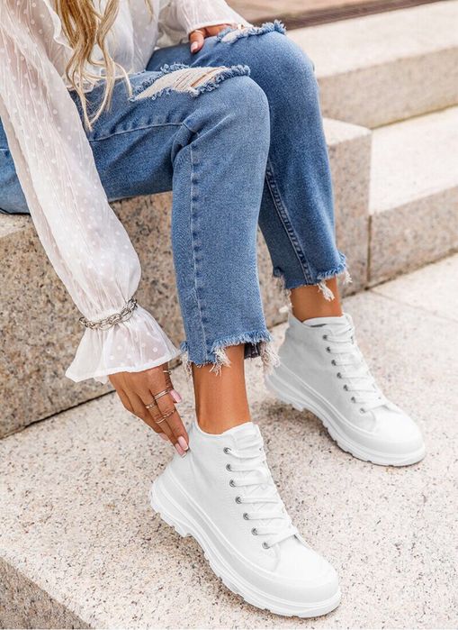 NOWE off white biale sneakersy trampki wysokie37,38,39,40,41 platforma