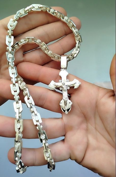 Срібний набір 130г ланцюжок хрестик цепочка серебряная крестик серебро