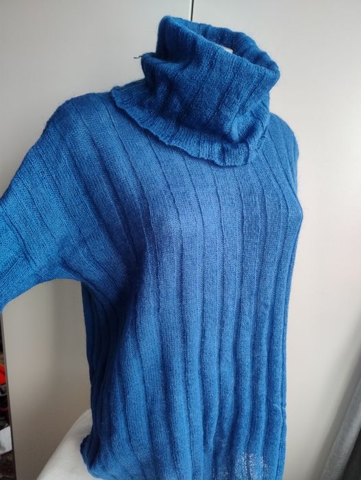 Mango suit M L sweter golf 27% moher niebieski chabrowy