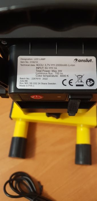 Ліхтар-прожектр світлодіодний укумуляторний Anslut USB  IP54