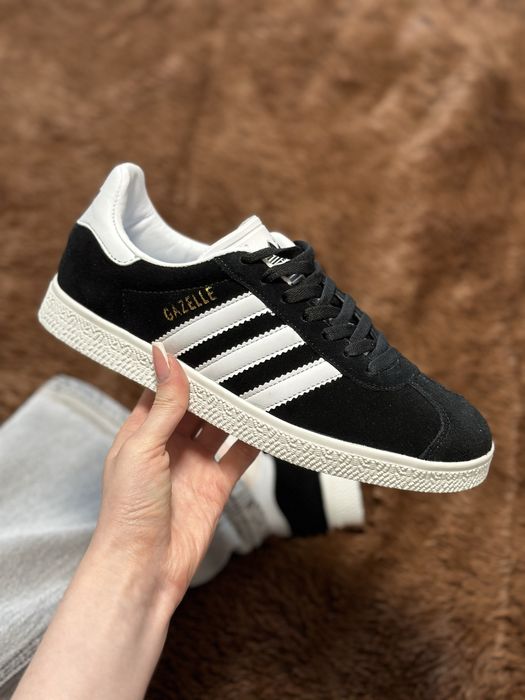 Adidas Gazelle Black white жіночі замшеві чорні кросівки 36 40 41