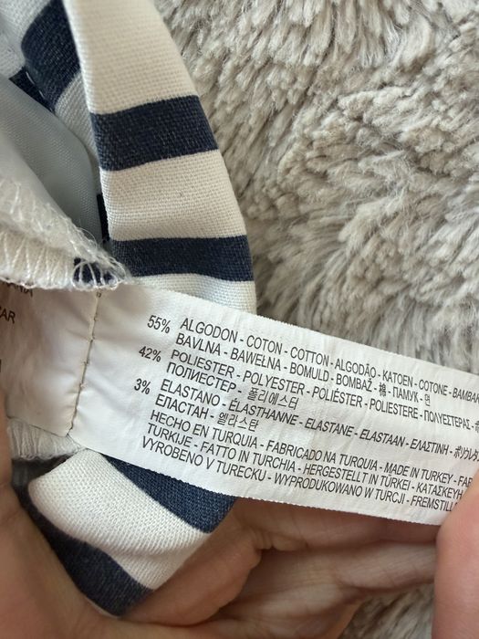 Zara eleganckie spodenki paski biało granatowe L