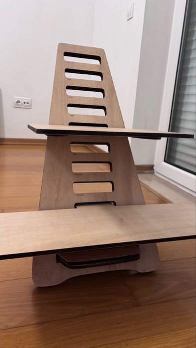 Suporte de madeira para computador portátil e mesa de pé - suporte de altura para secretária