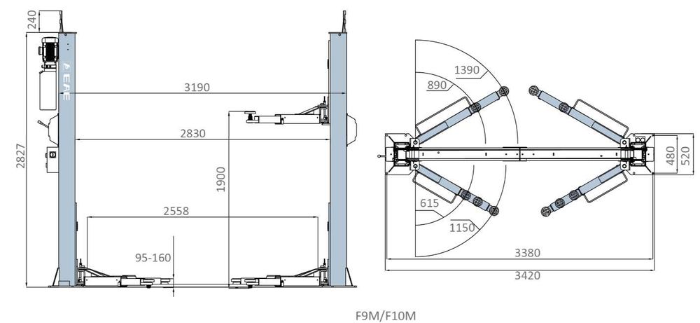 Elevador 3500kg de 2 colunas