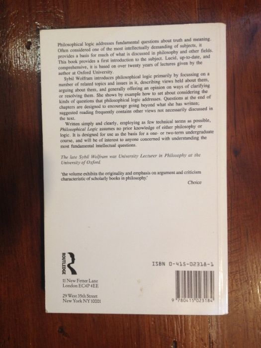 Sybil Wolfram - Philosophical Logic, an introduction