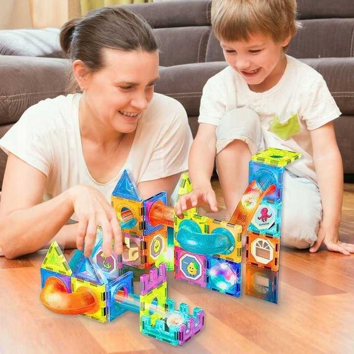 Klocki Magnetyczne Konstrukcyjne Świecący Tor Dla Dzieci Magnetic 75