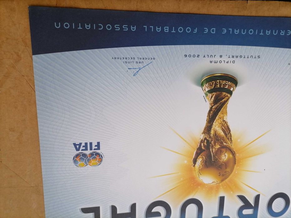 Único! Diploma Oficial da F.I.F.A. 4ºLugar PORTUGAL Mundial 2006 48x38