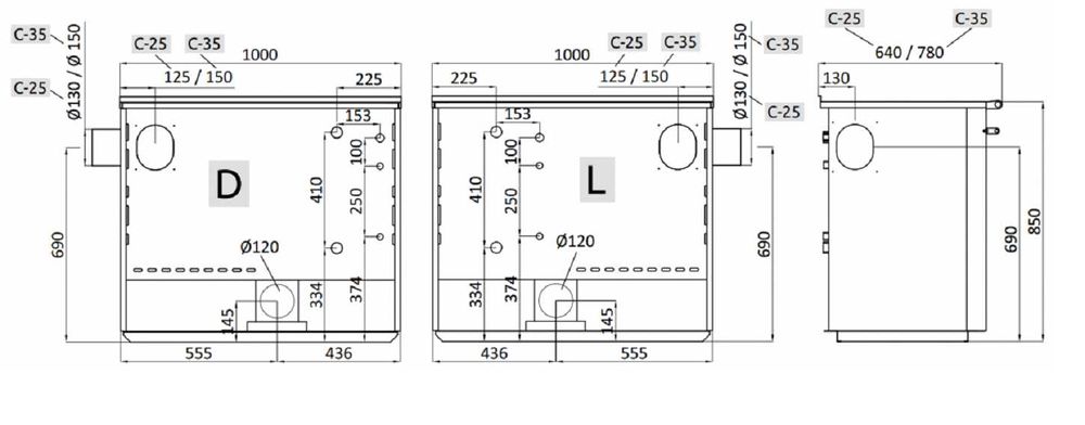 Kuchnia z funkcją c.o. Senko C-25 antracyt prawa