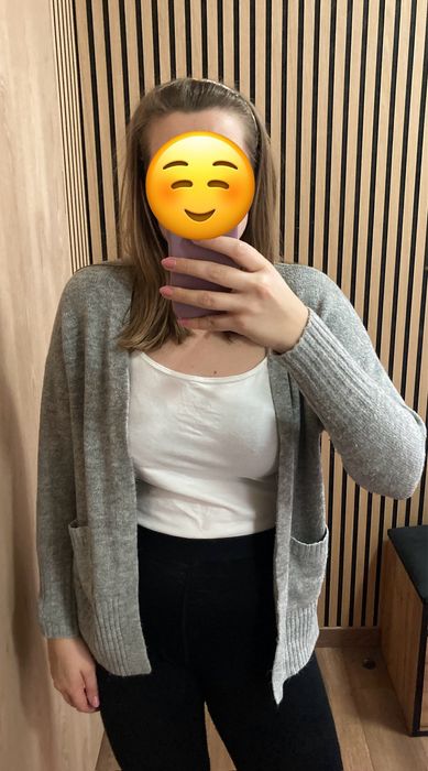 Klasyczny kardigan szary z kieszeniami H&M rozm m / l