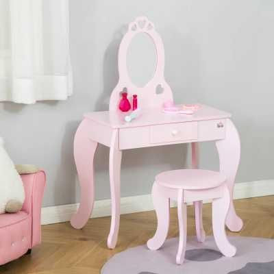 Toucador Infantil com Banco e Espelho Estilo Princesa Móvel Criança