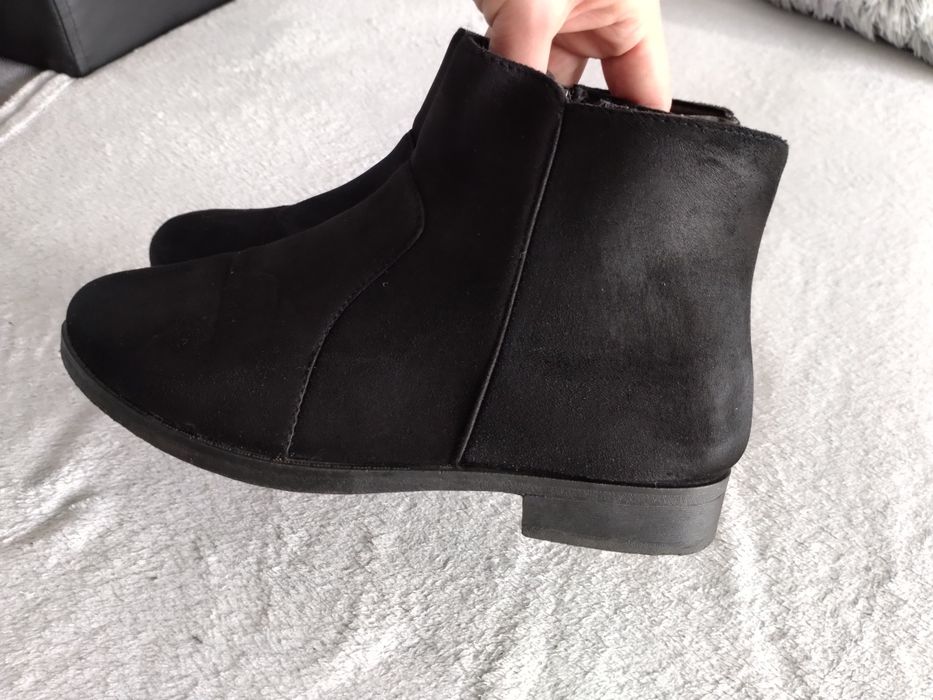 Botki czarne jesienno zimowe 38 ocieplane