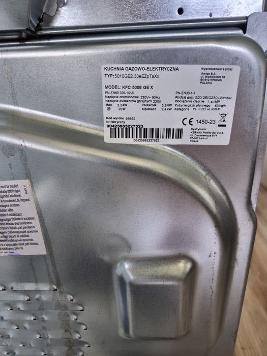 Kuchenka elektryczno-gazowa Kernau srebrna