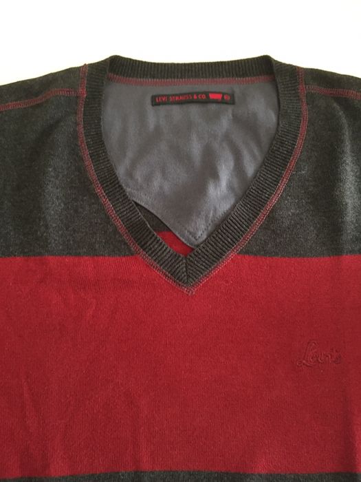 Pulover homem Levi Strauss tam XL Cinza e Vermelho escuro