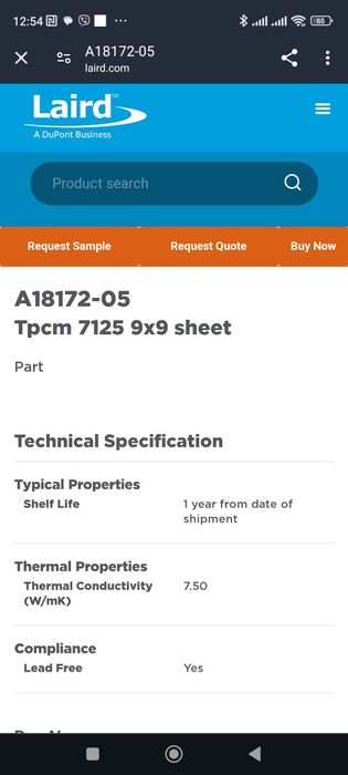 Оригінал!!! Laird 0,125 mm. Термопаста/Термопрокладка з фазовым перехо
