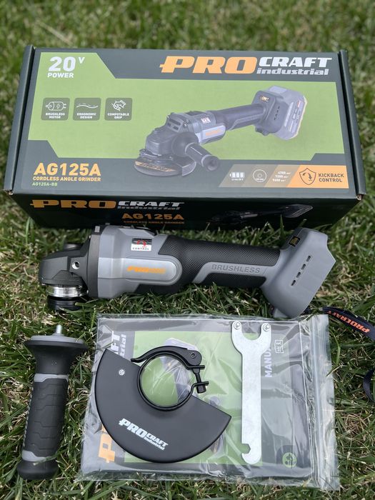 Акумуляторна болгарка Procraft Industrial AG125A Brushless 20V (Тушка)