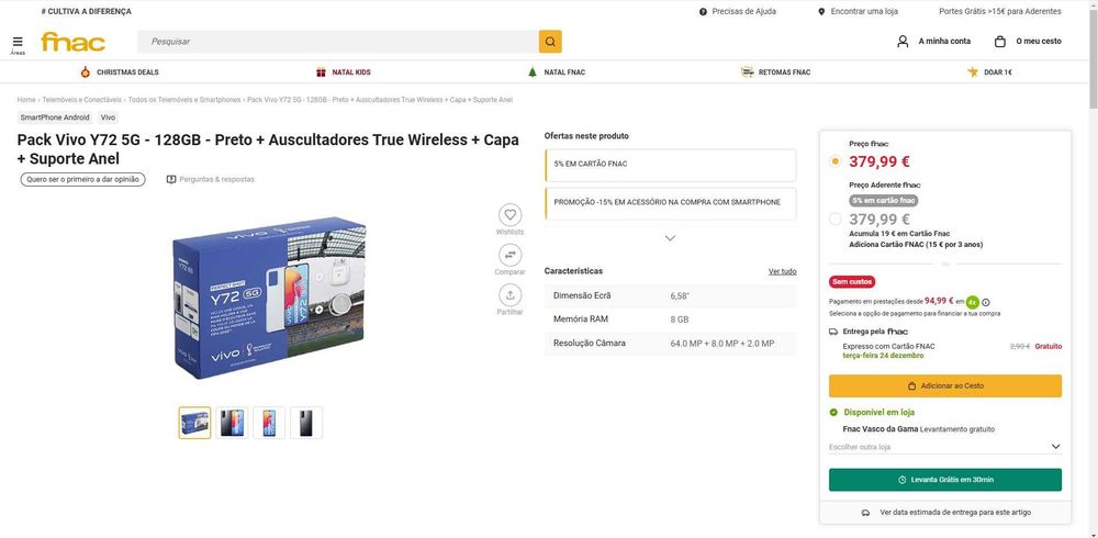 Telemóvel Vivo Y72 5G - Como Novo com Garantia Fnac