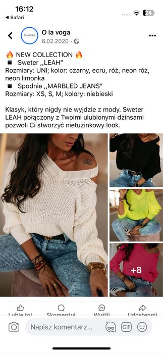 Czarny asymetryczny sweterek o la voga Leah bestseller