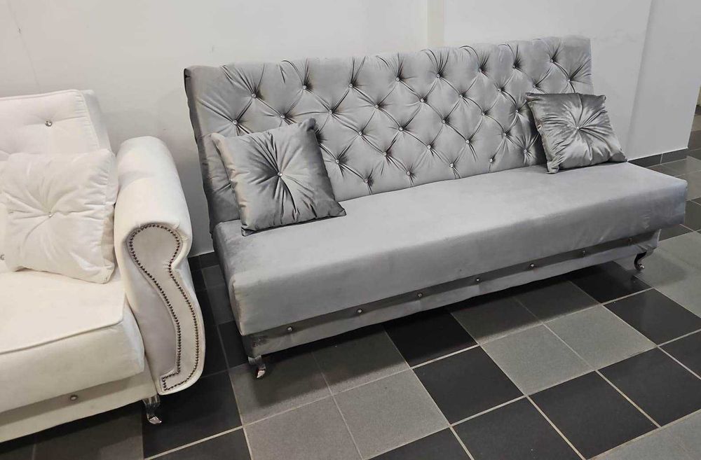 Sofa Glamour Kanapa z funkcją spania pojemnik na pościel rozkładana