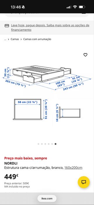 Cama ikea Nordli 160x200