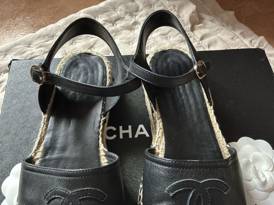 Chanel Czarne Espadryle 37 Oryginalne Pełny Komplet