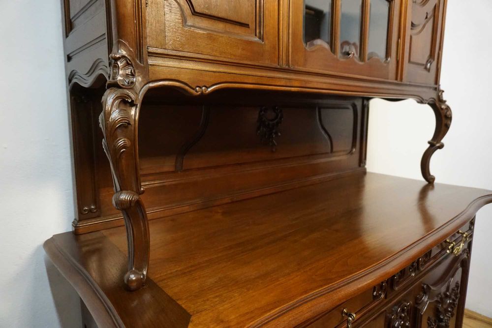 STARY KREDENS ludwik rocaille mahoń z przeszkleniem