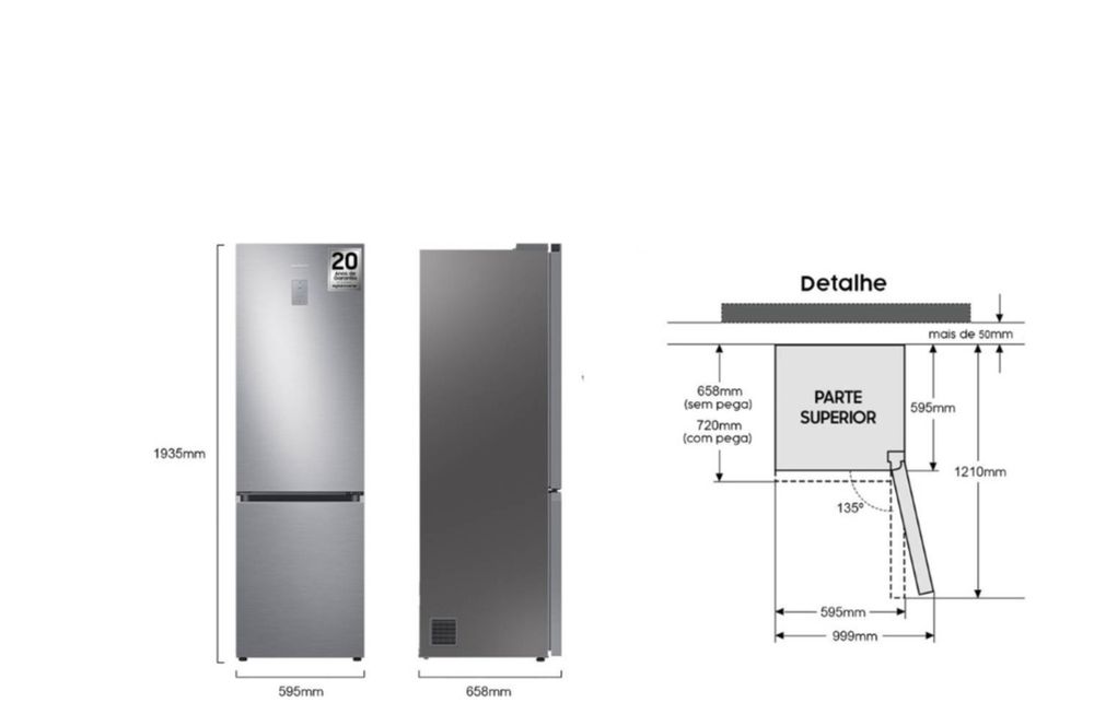 Frigorífico Combinado SAMSUNG RB36T672CS9 (No Frost - 193.5 cm - 360 L - Inox)