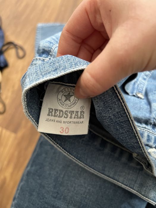 Rybaczki capri jeansowe szeroką nogawka z wysokim stanem Red Star