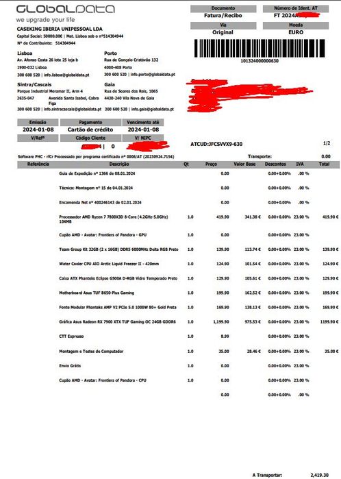 Computador gaming RTX 7900 XTX Ryzen 7800x3D