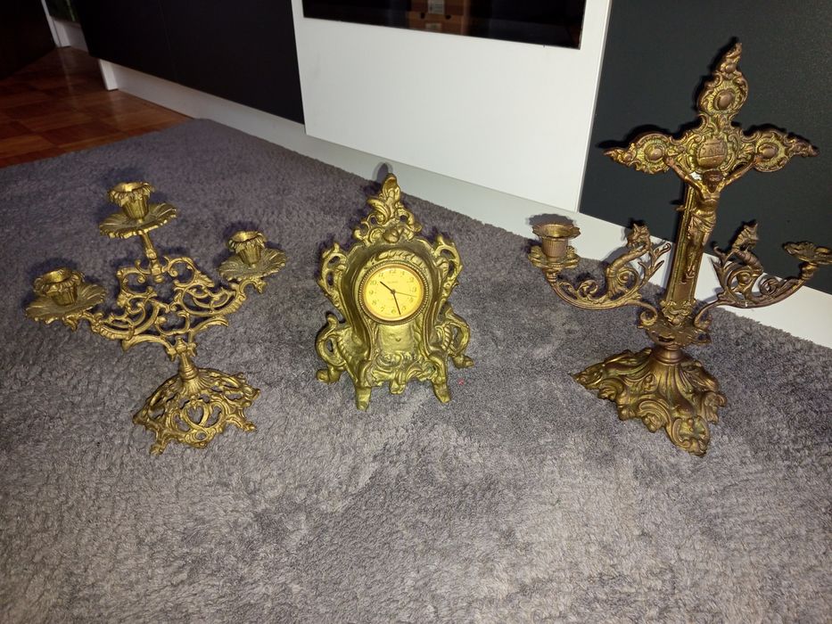 Świeczniki zegar mosiężny mosiądz