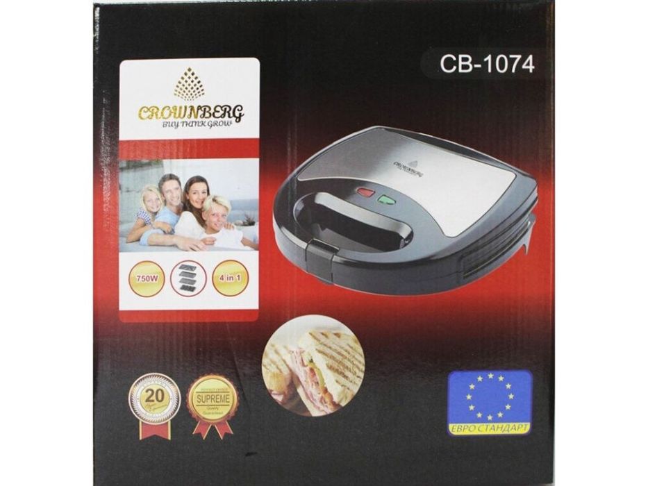 Новая 4в1 бутербродница / сендвичница / вафельница/ орешница Crownberg