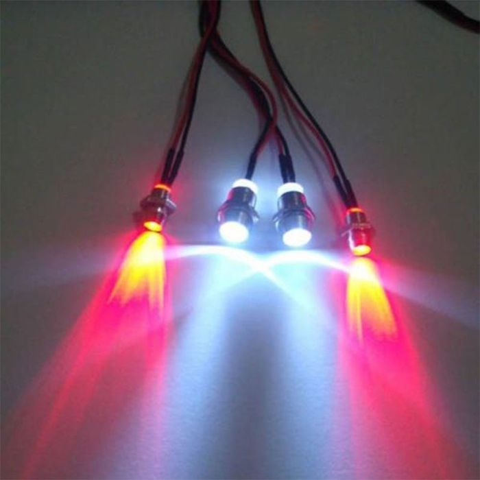Sistema de luzes LED kit de 4 leds 5mm 3mm RC carros crawlers camiões