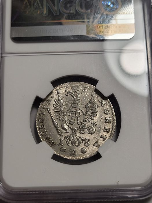 Ort 1758 B rzadki  wrocław ślask ngc ms 63 Szóstak trojak