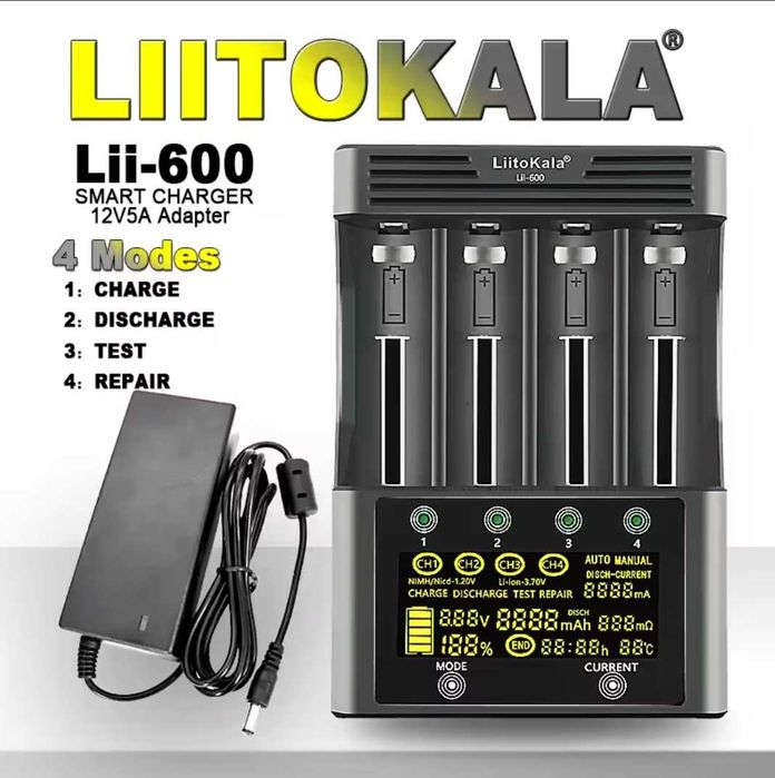LiitoKala Lii-600 інтелектуальний зарядний пристрій and car