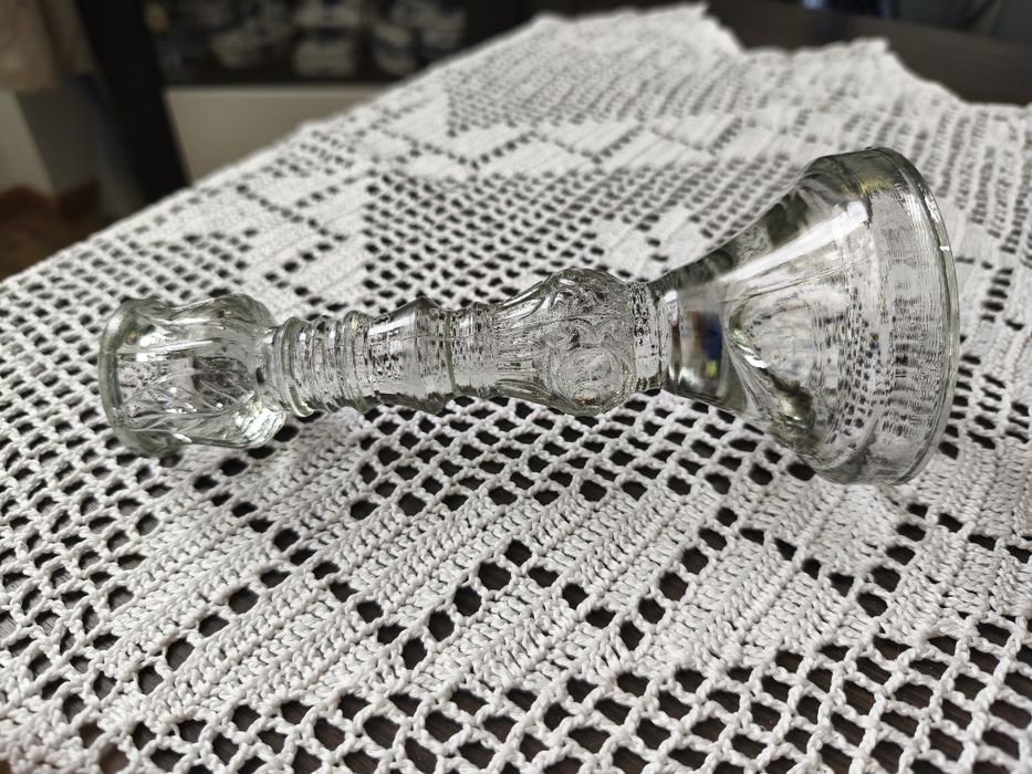 Szklany świecznik retro PRL