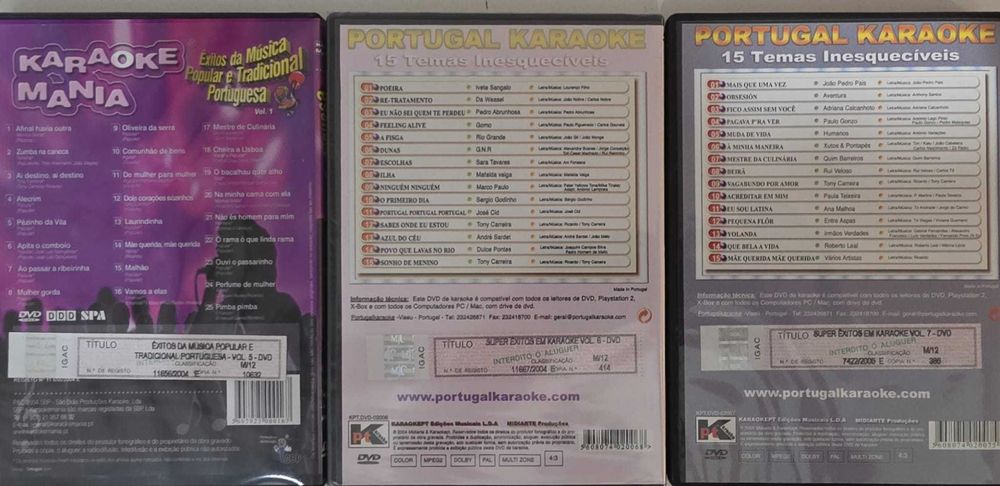 Dvd’s Karaoke Fados de sempre/ Super exitos/ Sucessos Ref: Lj2 hifi