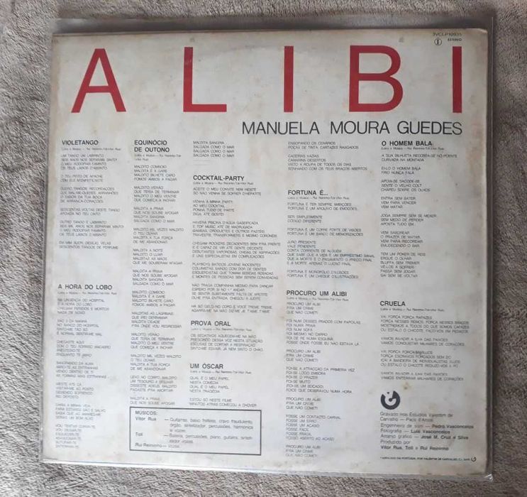 Disco de Vinil LP Álbum Manuela Moura Guedes ‎- Alibi
